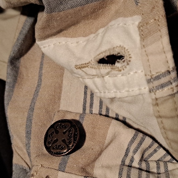 Oshkosh boys size 3T striped overalls, blue, tan, cream stripes NWT - Picture 4 of 8